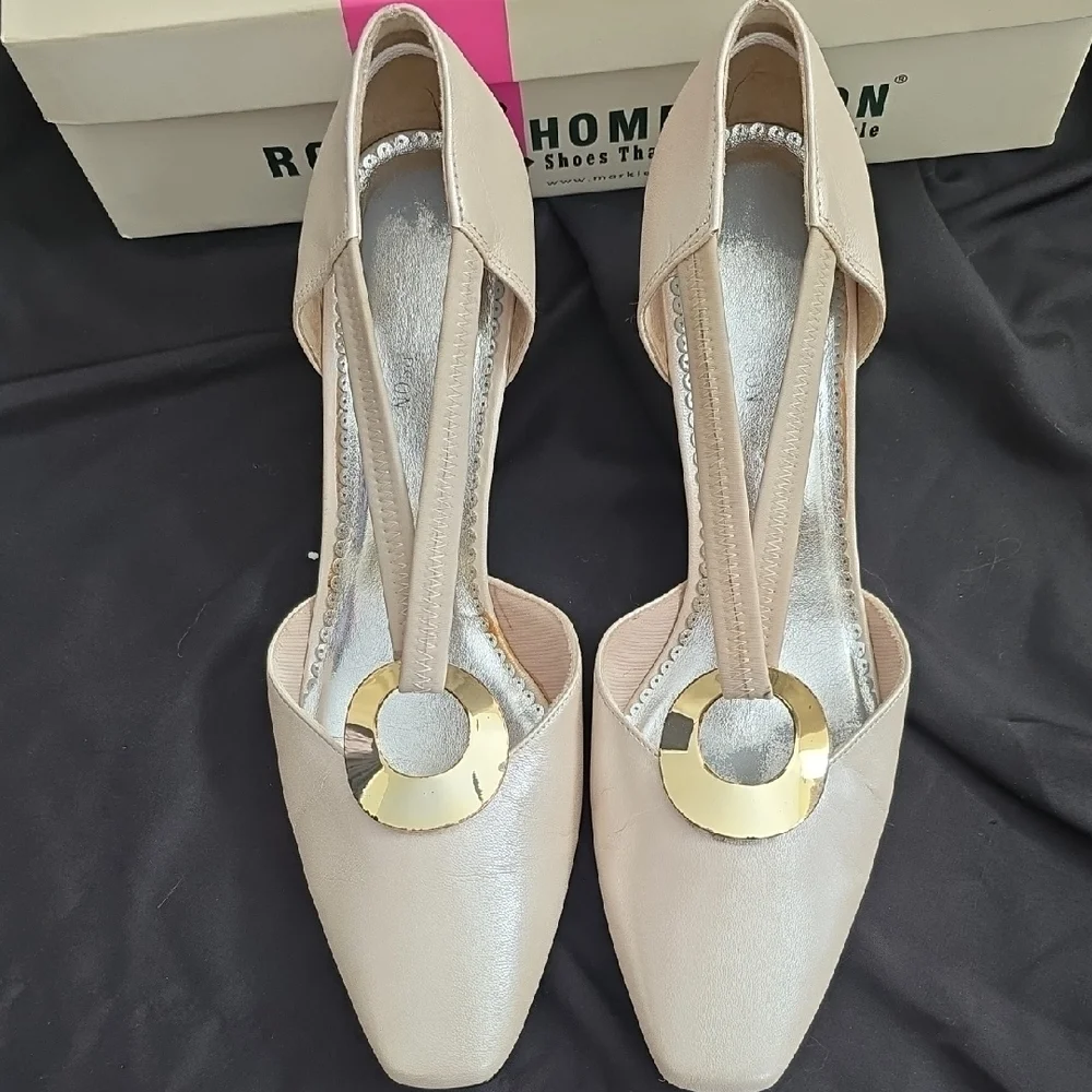 Ros Hommerson Women's Tan Heels with Gold Accent